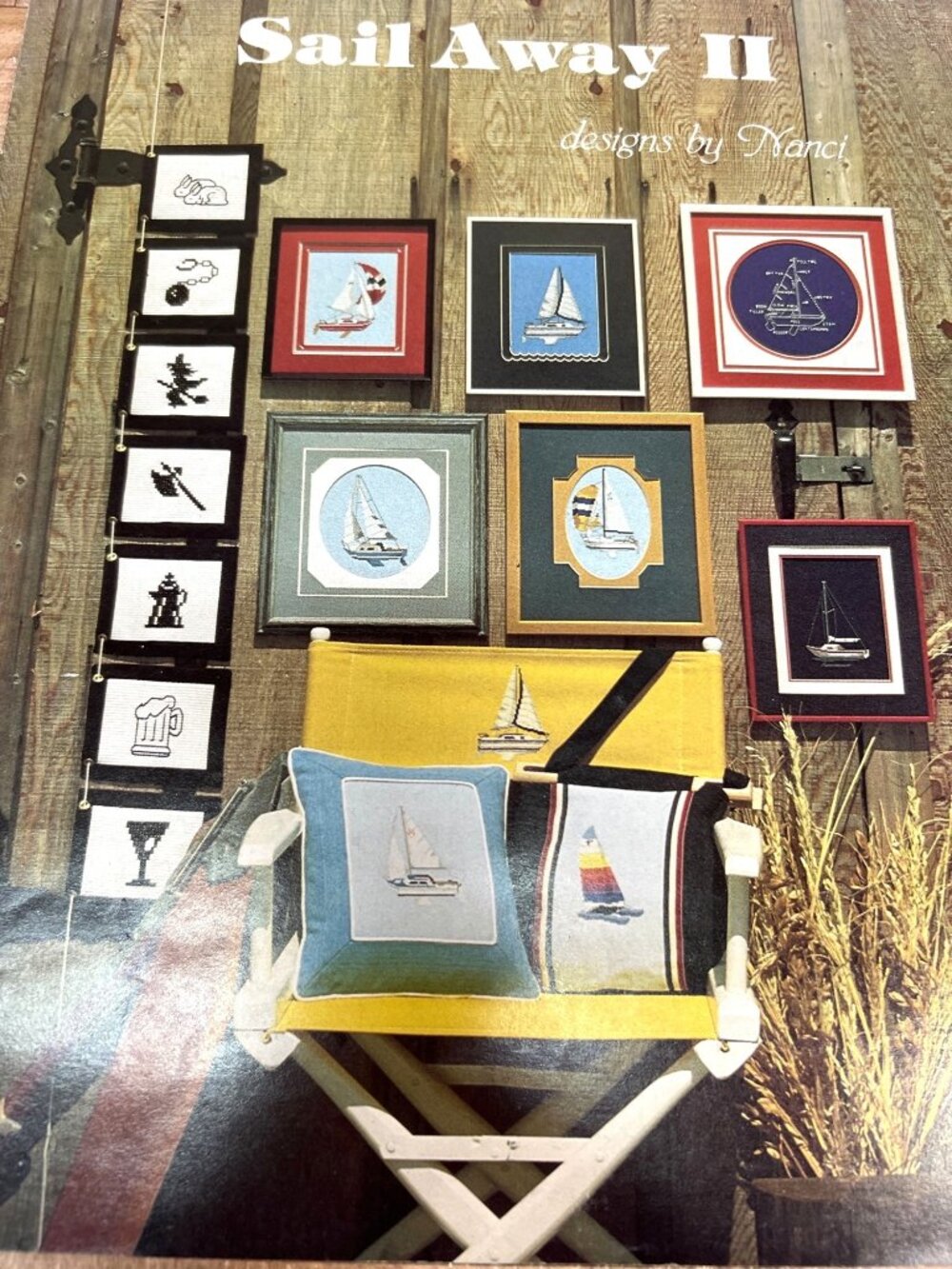 Sail Away II Sailboat Cross-Stitch Pattern Booklet Nautical Frames & Pillows